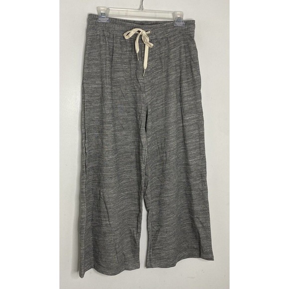 Sen Collection Adyna Gray Terry Knit Wide Leg Drawstring Crop Pants Sz M $140 - Picture 2 of 7